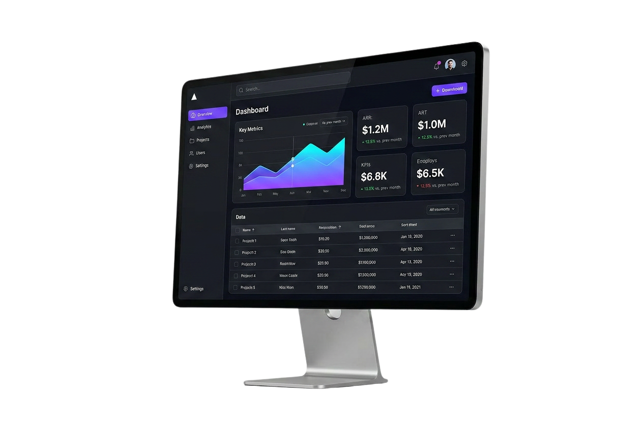 NovahNoir client project — dashboard example